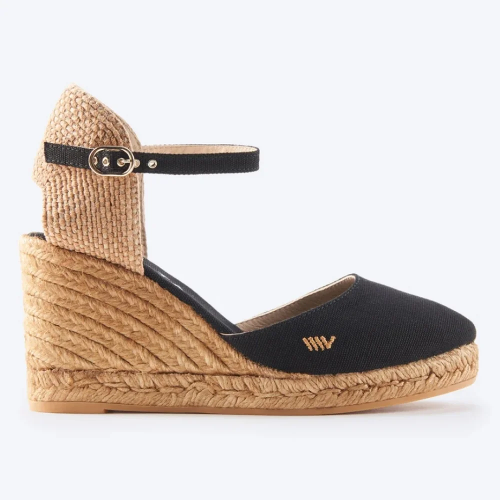 Viscata Barcelona Satuna Canvas Espadrille Wedges In Black